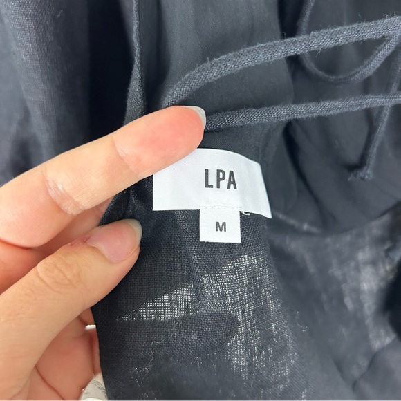 LPA Revolve Alice Linen Black Puff Sleeve Top Size M - Picture 10 of 12